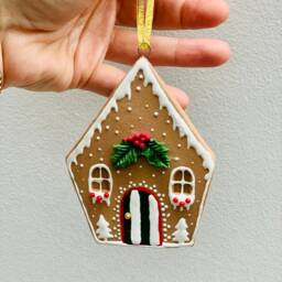 Christmas Tree Clay Gingerbread House Ornaments, Decoration Gift, Set Of 3 - thumbnail 2