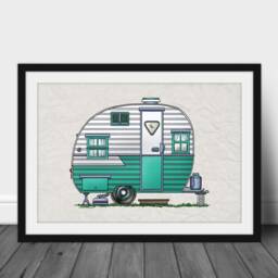 Mobile Scout Canned Ham - Travel Trailer Camper Van Vanlife Happy Print Whimsical Wall Decor Glamping - thumbnail 3