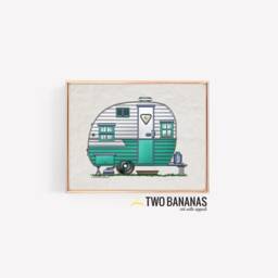 Mobile Scout Canned Ham - Travel Trailer Camper Van Vanlife Happy Print Whimsical Wall Decor Glamping - thumbnail 2