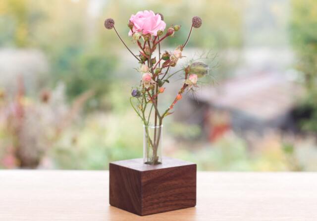 Table Vase Elegant Made Of Walnut With Test Tubes Decorative Flower For Weddings & Table Decoration Minimalist Home Accessory - image 1