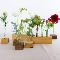 Table Vase Elegant Made Of Walnut With Test Tubes Decorative Flower For Weddings & Table Decoration Minimalist Home Accessory - thumbnail 2