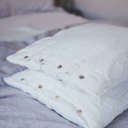 striped Linen Pillowcases With Buttons Closure, Set Of 2 Pillow Covers - thumbnail 2
