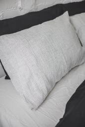 striped Linen Pillowcases With Buttons Closure, Set Of 2 Pillow Covers - thumbnail 1