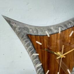 Thin Long Resin & Wood Wall Clock, Wooden Modern Clocks, Unusual Unique Clocks - thumbnail 3