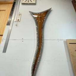 Thin Long Resin & Wood Wall Clock, Wooden Modern Clocks, Unusual Unique Clocks - thumbnail 2