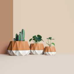 3D Printed Cactus, Succulent Planters , Mid Century Idea Gift For Home, Large Planter Pot - thumbnail 2