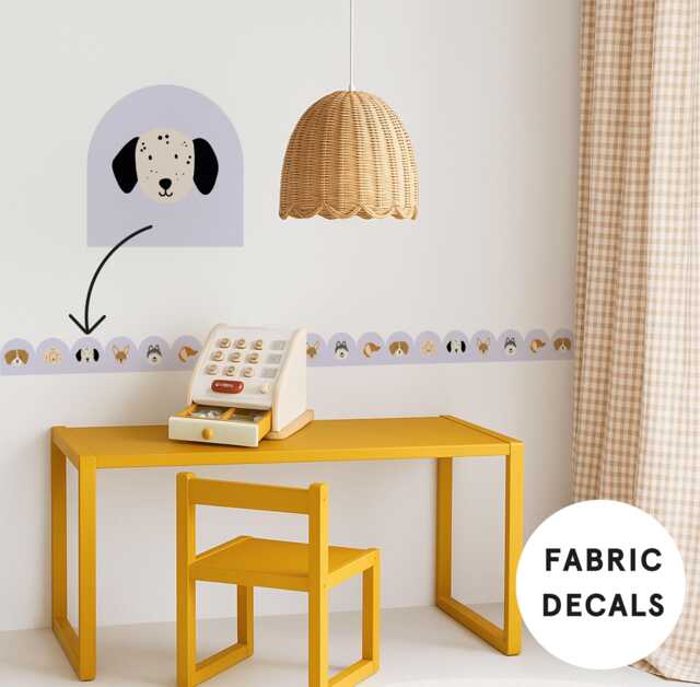 Purple Dog Wall Decals Scalloped Nursery Border, Peel & Stick Fabric Trim - image 1