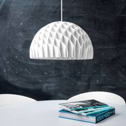 Arc Pendant White Lamp Unique Light Fixture Scandinavian Design Modern Home Decor - thumbnail 3