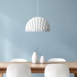 Arc Pendant White Lamp Unique Light Fixture Scandinavian Design Modern Home Decor - thumbnail 2