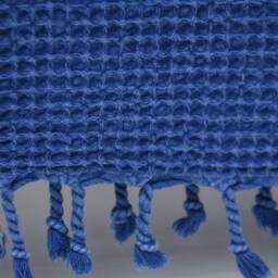 "Waffle Blanket, Turkish Bedspread, Waffle Bedspread, Stone Washed Blanket, Blue Blanket, 95""x67" - thumbnail 4