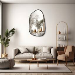 Asymmetrical Mirror, Large Mirror, Home Decor, Wall Wood Frame Bathroom, Aesthetic Design, Irregular Custom Design - thumbnail 3