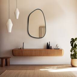 Asymmetrical Mirror, Large Mirror, Home Decor, Wall Wood Frame Bathroom, Aesthetic Design, Irregular Custom Design