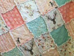 Deer Antler Baby Rag Quilt - Brambleberry Ridge Forest Crib Bedding - thumbnail 1