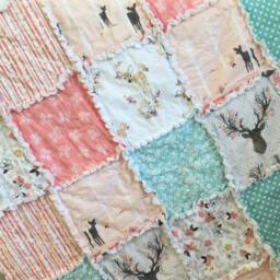 Deer Antler Baby Rag Quilt - Brambleberry Ridge Forest Crib Bedding - thumbnail 3