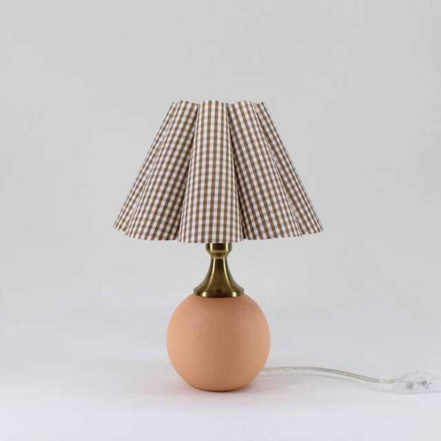 Handmade Scallop Brown Plaid Lamp Ceramic Base Accent Lighting - image 1