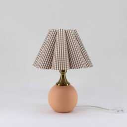 Handmade Scallop Brown Plaid Lamp Ceramic Base Accent Lighting