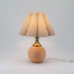 Handmade Scallop Brown Plaid Lamp Ceramic Base Accent Lighting - thumbnail 4
