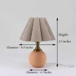 Handmade Scallop Brown Plaid Lamp Ceramic Base Accent Lighting - thumbnail 3