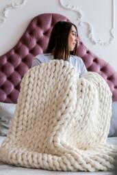 Chunky Knit Blanket, Super Knitted Merino Wool Blanket, Knit Blanket Throw, Throw Knits, Knitting Yarn - thumbnail 1