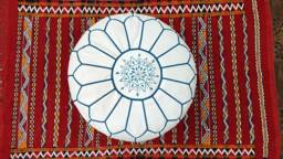 Stuffed Moroccan Leather Pouf, Pouf Ottoman, Handmade Floor Poof, Footstool, Ottoman Table, & Stools