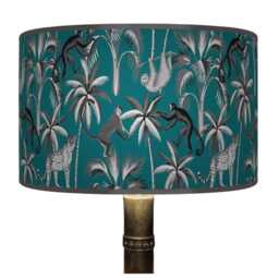 Tropical Monkey Lampshade - Teal & Blue Jungle Drum Pendant Light Handmade Ceiling Shade For Exotic Or Kids Room Decor
