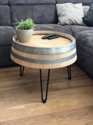 Wine Barrel Coffee Table Tripod Natural