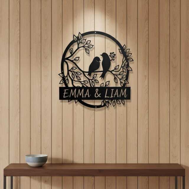 Metal Love Birds Rustic Wedding Decor, Personalized Gifts, Custom Signs, Bird Wall Bridal Shower Sign Garden - image 1