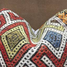 Vintage Handwoven Kilim Pillow, Bohemian Home Decor, 20x20 - thumbnail 2
