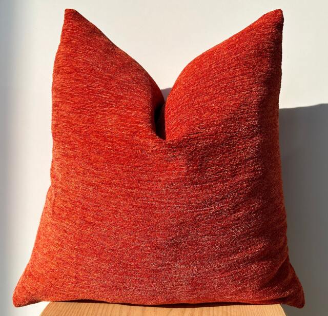 Orange Chenille Linen Pillowcover, Orange Mealy Pillowcase, Throw Pillows, Christmas Pillow - image 1