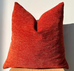 Orange Chenille Linen Pillowcover, Orange Mealy Pillowcase, Throw Pillows, Christmas Pillow - thumbnail 1