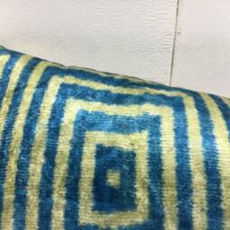 Handwoven Silk Ikat Pillow Cover, Modern Geometric Cushion - 10x24 - thumbnail 3