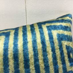 Handwoven Silk Ikat Pillow Cover, Modern Geometric Cushion - 10x24 - thumbnail 2