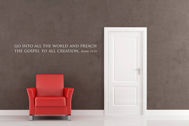 "Vinyl Wall Art Decal - Mark 1615 ""Go Into All The World & Preach Gospel To Creation." - image 1