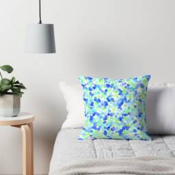 Modern Pillow Or Cover, Blue Green Dots, Home Decor, Geometric Decorative Interior Design, Digital Art, Spring Decor - thumbnail 2