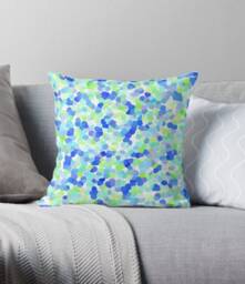Modern Pillow Or Cover, Blue Green Dots, Home Decor, Geometric Decorative Interior Design, Digital Art, Spring Decor - thumbnail 1