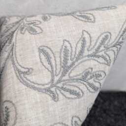 John Lewis & Partners Acanthus Fabric Cushion Cover Crewel Embroideredsmoke/Grey Pillow Throw Cover Country Home - thumbnail 3