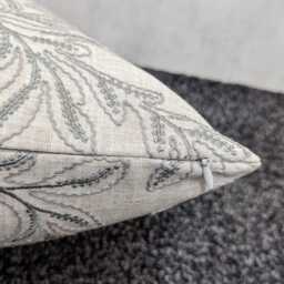 John Lewis & Partners Acanthus Fabric Cushion Cover Crewel Embroideredsmoke/Grey Pillow Throw Cover Country Home - thumbnail 2