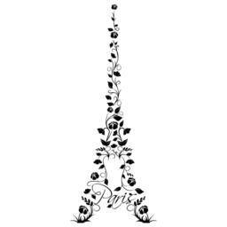 Paris Eiffel Tower Floral Wall Decal - Travel Vinyl Art - thumbnail 3