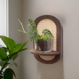 Rattan Plant Shelf - Cane Wall Planter Sconce Boho