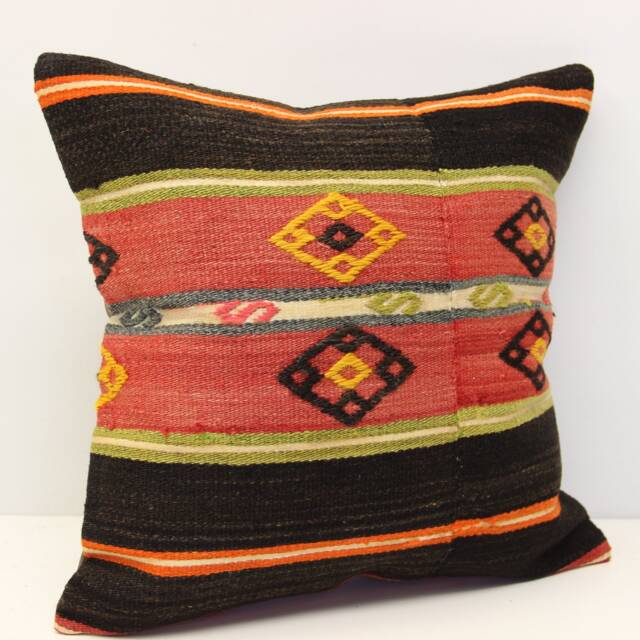 Handmade Kilim Pillow Cover - 16x16 Inch - Boho Oriental Home Decor - image 1