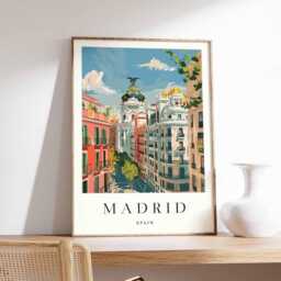 Madrid City Map Print Spain Travel Poster, Minimalist Wall Art - thumbnail 1