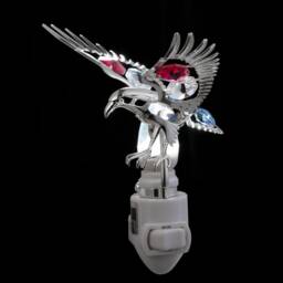 Silver Plated Eagle Handcrafted Luxury Night Light Decorated Swarovski Red White Blue Crystals Bedroom Bathroom Patriotic Gift Premium Decor - thumbnail 2