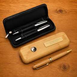 Religious Symbols Luxury Wooden Or Leatherette Pen Case With Matching Free Engraving Christian Star Fish Gift