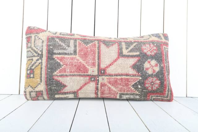 Kilim Lumbar Pillow Cover - 12x24 Inch Vintage Turkish Home Decor - image 1