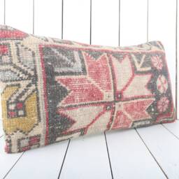 Kilim Lumbar Pillow Cover - 12x24 Inch Vintage Turkish Home Decor - thumbnail 2