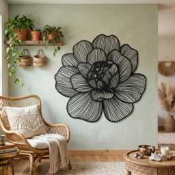Metal Flower Wall Art, Magnolia Botanical Sculpture, Boho Living Room Decor - thumbnail 2
