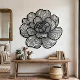 Metal Flower Wall Art, Magnolia Botanical Sculpture, Boho Living Room Decor - thumbnail 4