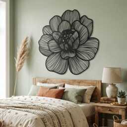 Metal Flower Wall Art, Magnolia Botanical Sculpture, Boho Living Room Decor - thumbnail 3
