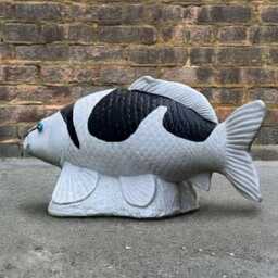 Garden Koi Fish Statue Outdoor Sculpture Stone Figurine Handmade Ornament Fish Lover Gift Yard Art Front Door Decor - thumbnail 4