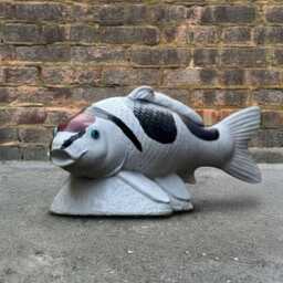 Garden Koi Fish Statue Outdoor Sculpture Stone Figurine Handmade Ornament Fish Lover Gift Yard Art Front Door Decor - thumbnail 3